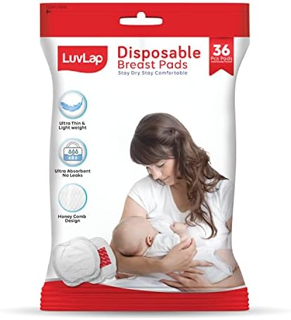 LuvLap Ultra Thin Honeycomb Nursing Breast Pads, 36pcs, Disposable, High Absorbent, Discre