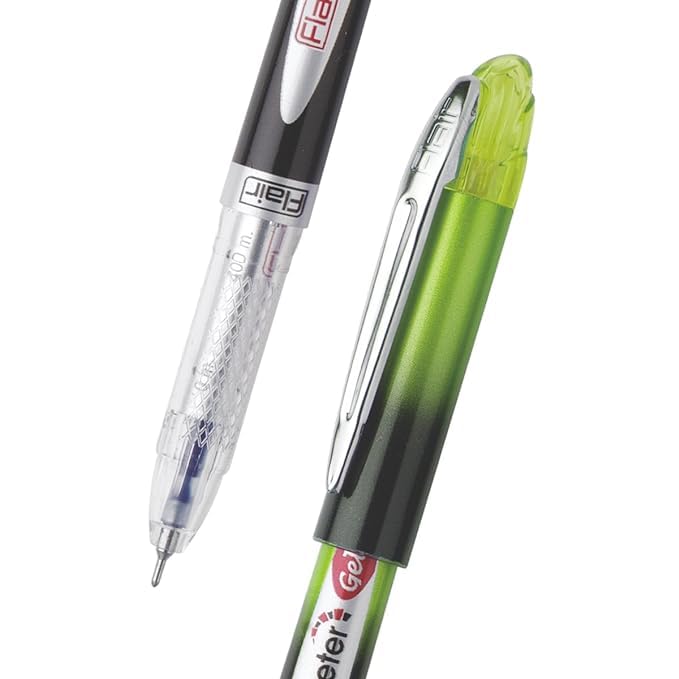 FLAIR Writometer Gel Pen Box Pack | Stainless Steel Tip | Our Longest Writing Pens | Writes Upto 1,200 Meters | Ensures Smoothness & Durability | Blue Ink, Pack of 5 Pens