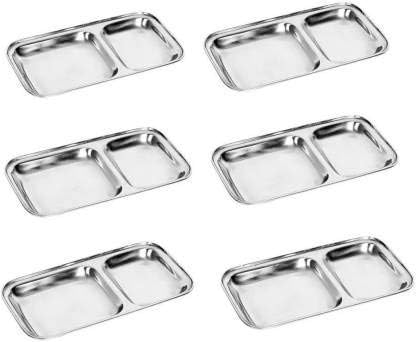iKonbi 2-in-1 Compartment Plate Set Stainless Steel, Set of 6