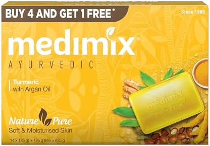 Medimix Ayurvedic Turmeric & Argan Oil Bathing Soap, 125Gm (4+1 Offer Pack)