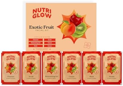 Nutriglow Naturals Exotic Fruit Facial Kit with Honey, Vitamin E for Radiant Glow, 60G