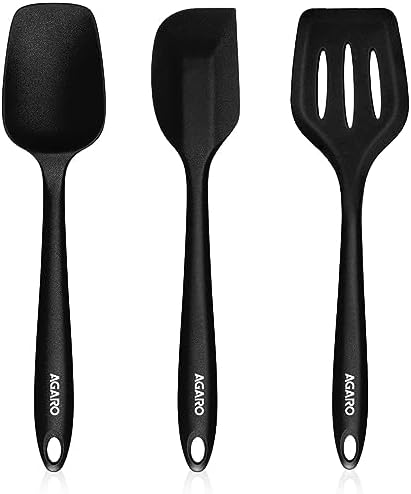 Agaro Deluxe Silicone Spatula Set of 3, Cooking and Mixing, for Non-Stick Cookware, BPA Fr