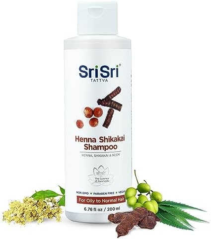 SRI SRI TATTVA Shikakai Henna Shampoo - Natural Ayurvedic Scalp Cleanser for Silky, Condit