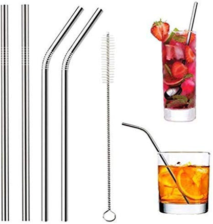 iKonbi Stainless Steel Reusable Food Grade Beverage Drinking Straws with Straw Cleaning Brush