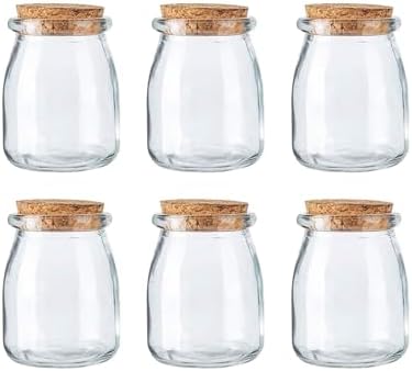HOMIES, 6Pcs Glass Pudding Bottles Mousse Cups Yogurt Jelly Bottles (Assorted Color) Parfa