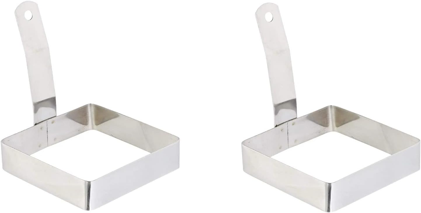 iKonbi Stainless Steel Square Egg Ring with Handle- Set of