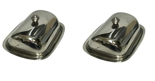 iKonbi Stainless Steel Round/Dome Shape Butter Dish/Butter Pot with Lid- Set of