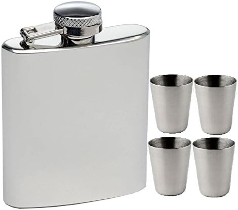 iKonbi Stainless Steel Hip Flask 7 oz with 4 Shot