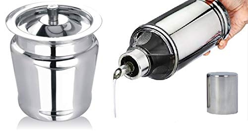 iKonbi Stainless Steel Apple Shaped ghee Pot 300 ml and Oil Dropper 500