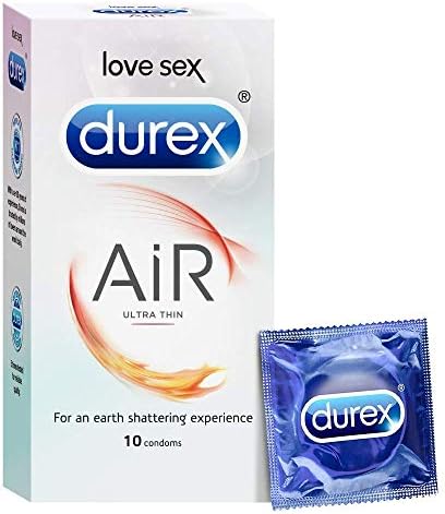 Durex Air Condoms for Men, Ultra Thin for HIGH Sensitivity, 10 Lubricated and Straight Wal