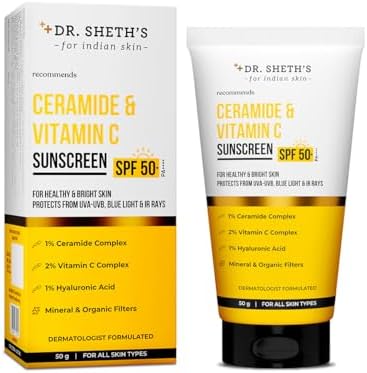 Dr. Sheth's Ceramide & Vitamin C Sunscreen SPF 50+ PA+++ | One Step Routine for Summer | F