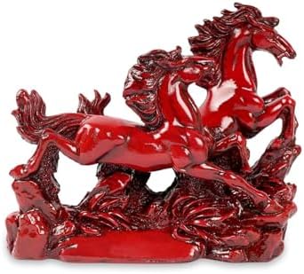 TREE MAISON CORONATING HOMES Red Horse | Size - 4 Inch | Vastu Two Running Horses | Decora