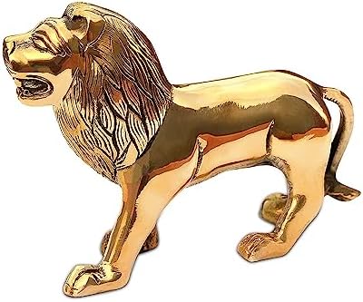 Brass Lion Statue | Height-9.5 cm Aprrox. | Weight-818 Gram Approx. | Vastu Idol for Home