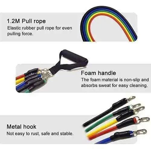 iKonbi Resistance Bands Set 11pcs Exercise Bands with Door Anchor Handles Waterproof