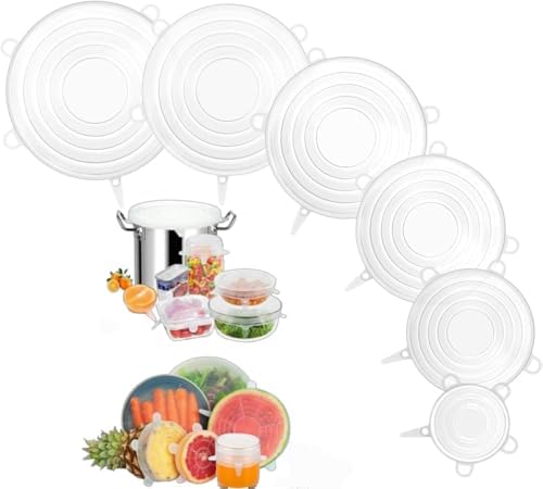 florisca Silicone Stretch Lids, Multi Size Reusable Silicone Lids Food And Bowl Covers, Di