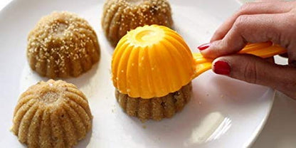 iKonbi Prasad Mud Scoop, Plastic Kitchen Tool Mould/Ladoo Mould SpoonYellow Pack of 2