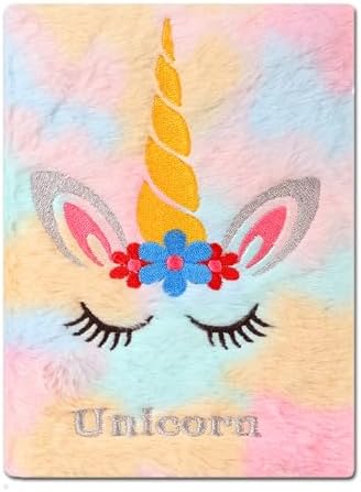 Unicorn A5 Soft Fur Fabric Diary/Personal Notebook - Pink - College/School [Unknown Bindin