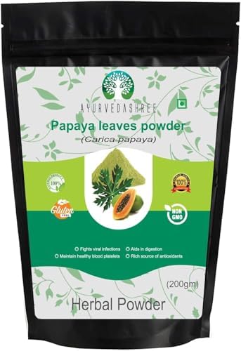 Ayurvedashree Papaya Leaf Powder 200 Gm | Dried from Fresh Green Leaves, Good to Make Tea,