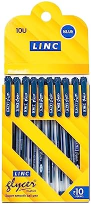 Linc Glycer Smooth Ball Pen Card Pack | 0.6 mm Nickel Silver Tip | Comfortable Elastomeric