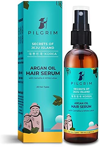 Pilgrim Argan Oil Hair Serum For Dry Frizzy Hair, Hair Smoothing, Smoothing & Control Of Frizzy/Dry Hair, Instant Shine, Smoothness & Soft Hair, Anti Frizz For Unisex, 100 Ml,