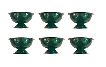 iKonbi Stainless Steel Set of 6 Pcs Transparent Green ice Cream Cups/Soup Bowl with 6 Ice Cream Spoons- Set of 12