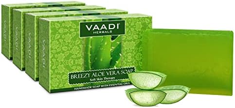 Vaadi Herbals Aloe Vera Soap 75 Grams (10.6 Ounces(Pack of 4 X 75 Grams))