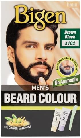 Bigen Men's Beard Colour | No Ammonia Formula with Aloe Extract & Olive Oil - 102 Brown Bl