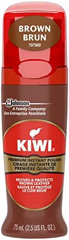 KIWI Instant Shine & Protect, Brown Liquid Shoe Polish, 2.5 oz (1 Bottle with Sponge Appli