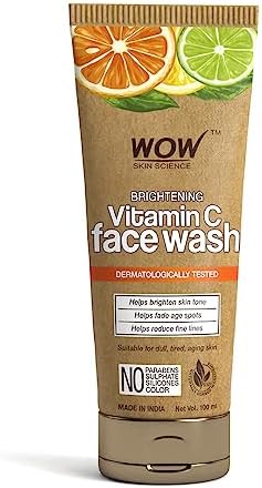 WOW Skin Science Brightening Vitamin C FaceWash | Paper Tube | All Skin Types | Glowing, B