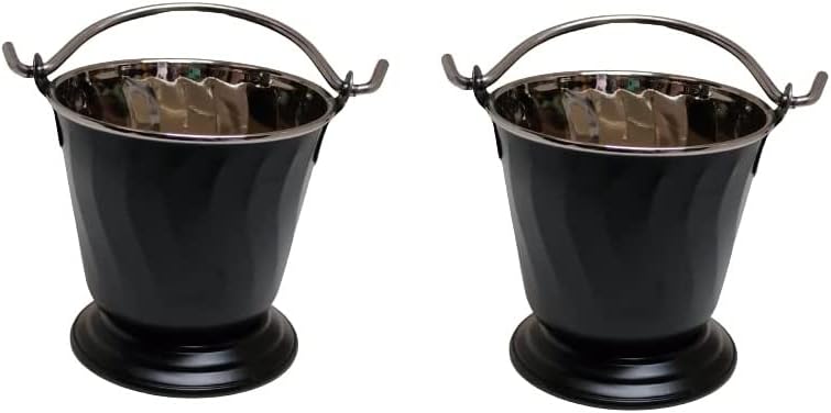 iKonbi Black Matte Stainless Steel Serving Buckets/Balti/Gravy Buckets – Set of