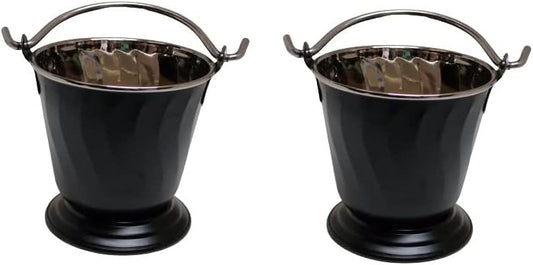 iKonbi Black Matte Stainless Steel Serving Buckets/Balti/Gravy Buckets – Set of
