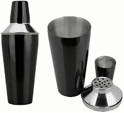 iKonbi Muddler Bar Set Stainless Steel, Black PVC Muddler, 750 ml Shaker, 20/40 ml Peg Measures, Set of 3