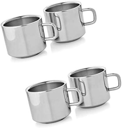 iKonbi Stainless Steel Set of 4 Double Wall Tea Cups 120