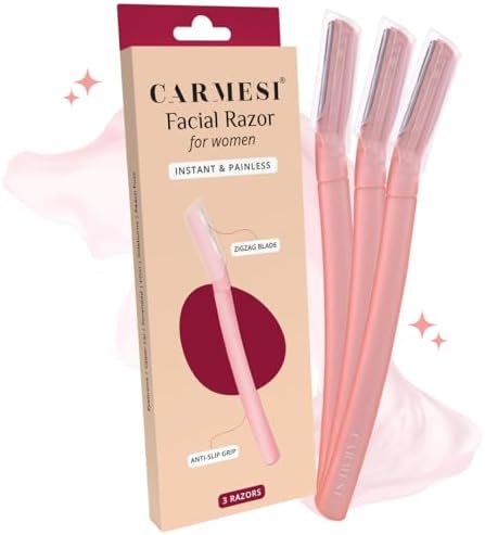 Carmesi Facial Razor for Women | Instant & Painless Hair Removal | Glowing Skin | Eyebrows, Upper Lip, Forehead, Peach Fuzz, Chin, Sideburns |