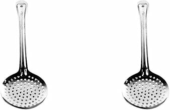 iKonbi Stainless Steel Jhara/Skimmer/Strainer Steel Frying Spoon/deep Fry for poori/sabzi/Vegetables Cooking 2 pcs