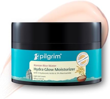 Pilgrim Korean Rice Water Hydra Glow Moisturizer 100Gm with 5 Hyaluronic Acids, 3% Niacina