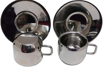 iKonbi Stainless Steel Set of 6 Apple Cup with 6 Saucer