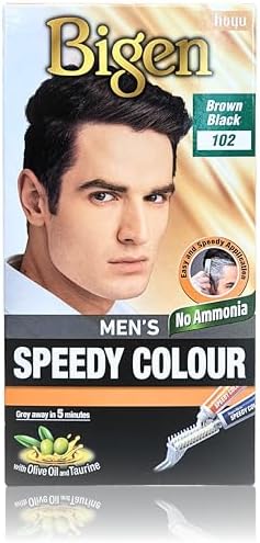Bigen Men's Speedy Hair Colour with Applicator Comb, 102 Brown Black