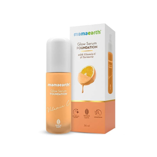 Mamaearth Glow Serum Foundation: 07 Toffee Glow, Vitamin C & Turmeric, 30 ml
