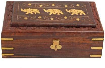 iKonbi Multipurpose Handcrafted with Floral Carvings Antique Finished Wooden Jewellery