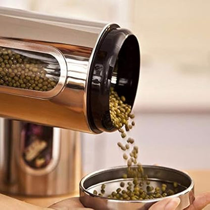 iKonbi Set of 3 Airtight Stainless Steel Side Window canisters with Imported Click Lock