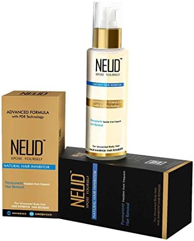NEUD Natural Hair Inhibitor for Permanent Reduction of Unwanted Body & Facial Hair in Men & Women -