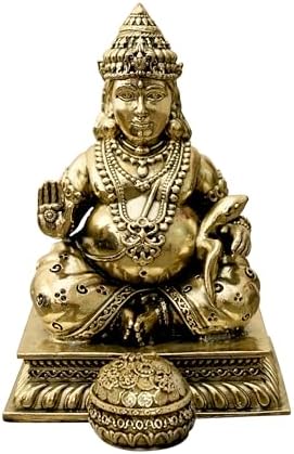 3-Inch Brass Lord Kubera Idol | God Kuber Ji Sitting Statue | Feng Shui Item | Pooja Idol