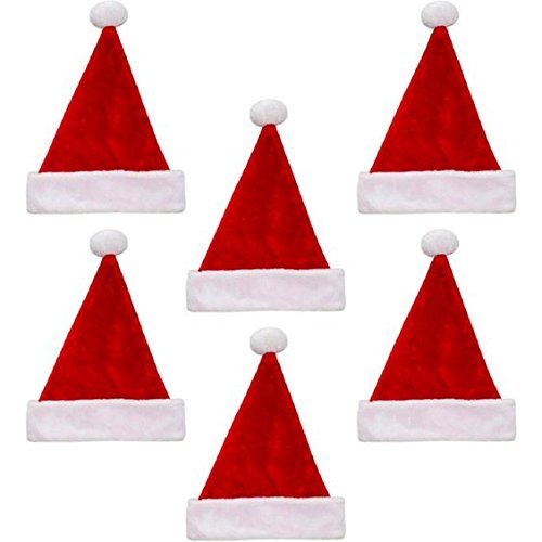 iKonbi Santa Claus Cap Merry Christmas Hat Cap for Christmas Xmas Party Celebration Set of 6