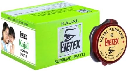 Eyetex Kajal Supreme Paste, Black Baby-Safe, All Natural Kajal, Skin-Friendly, Cooling Effect on Eyes, Popular for over 80 years,