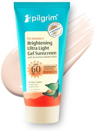 Pilgrim 5% Vitamin C Brightening Ultra Light Gel Sunscreen SPF 60 PA++++ 45ml | UVA/UVB Pr