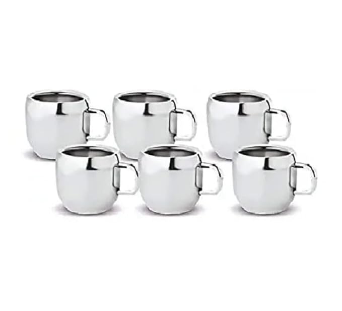 iKonbi Stainless Steel Apple Shape Double Wall Tea&Coffee Cups- Set of 12
