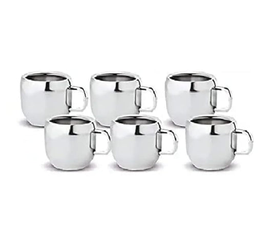 iKonbi Stainless Steel Apple Shape Double Wall Tea&Coffee Cups- Set of 12