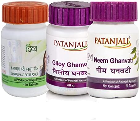 Patanjali Combo- Divya Kayakalp vati extra power + Giloy Ghan Vati+ Neem Ghan Vati