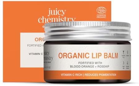Juicy Chemistry Blood Orange & Rosehip LipBalm, 5g Organic LipBalm For Dry, Chapped & Pigm